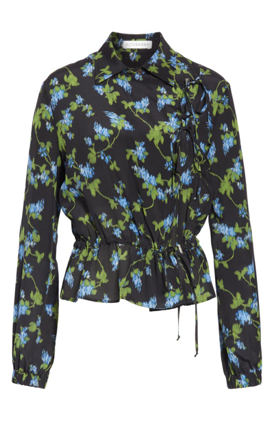 Shop Altuzarra Floral Print Silk Jacket In Black