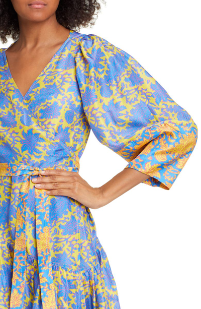 Shop Apiece Apart Meru Bougainvillea Silk Wrap Dress In Sun