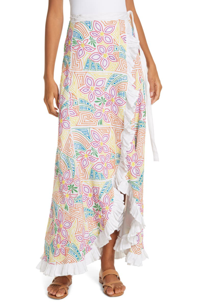Shop All Things Mochi Lea Linen Maxi Wrap Skirt In White
