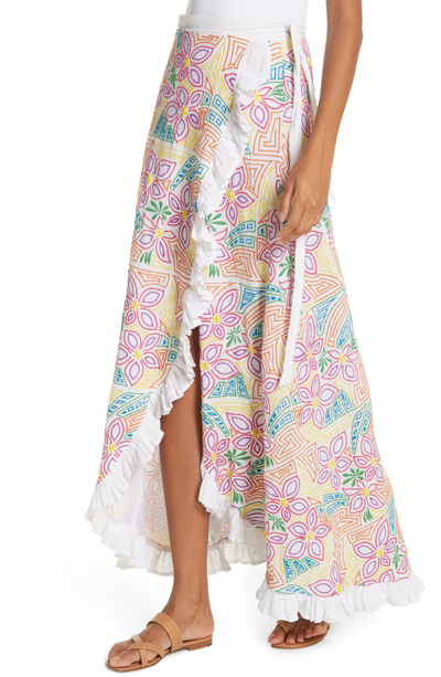 Shop All Things Mochi Lea Linen Maxi Wrap Skirt In White