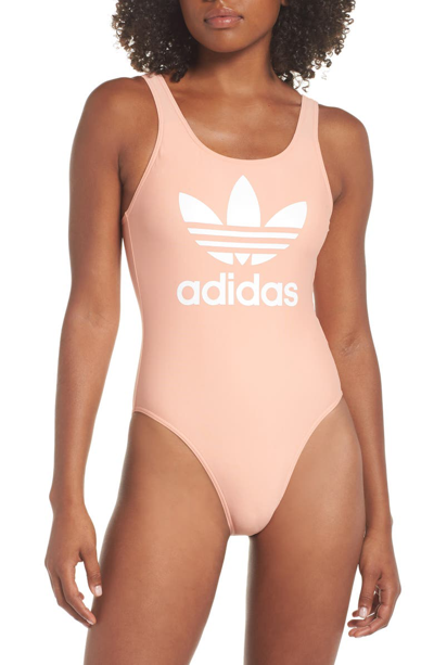 Adidas Originals Adidas Women's Originals Trefoil Swimsuit In Pink Size  Small Polyester In Dust Pink | ModeSens