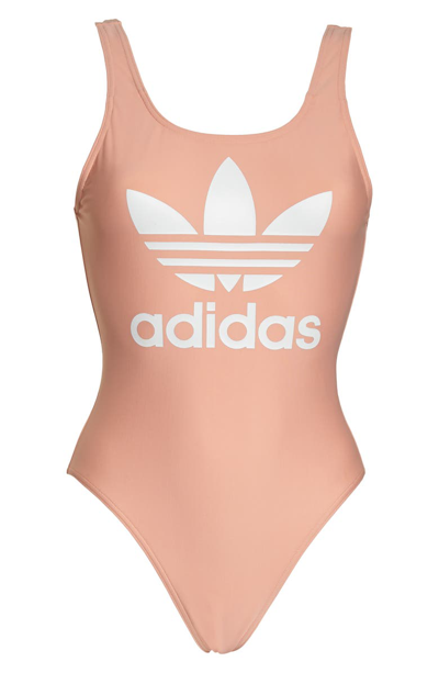 Adidas Originals Adidas Women's Originals Trefoil Swimsuit In Pink Size  Small Polyester In Dust Pink | ModeSens