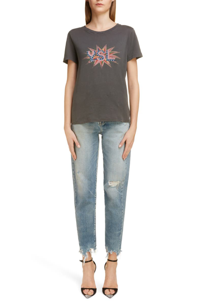 Shop Saint Laurent Disco Logo Tee In Gris Delave/ Multicol