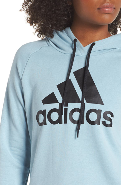 Shop Adidas Originals Logo Hoodie In Ash Grey/ Black