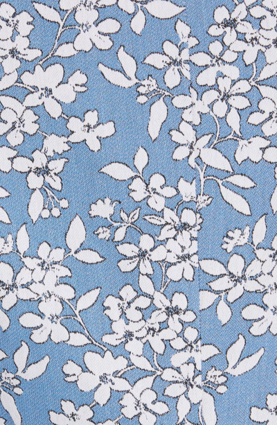 Shop Alice And Olivia Macey Floral Print Cotton Blend Blazer In Cornflower/ White