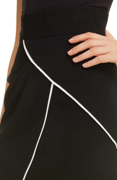 Shop Givenchy Contrast Piping Asymmetrical Wool Skirt In Black/ White