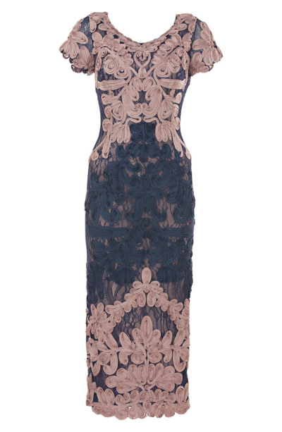 Shop Js Collections Soutache Lace Midi Dress In Lilac/ Navy