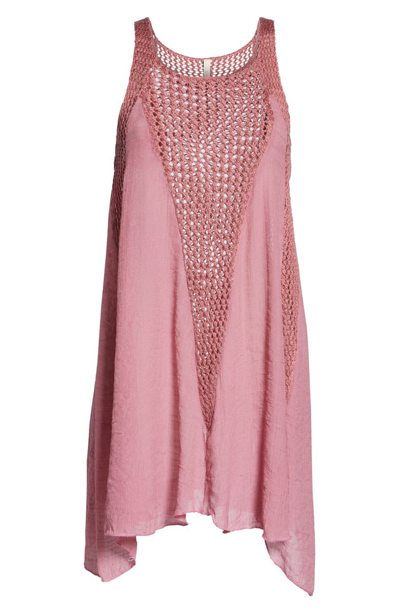 Shop Elan Crochet Inset Cover-up Dress In Mauve