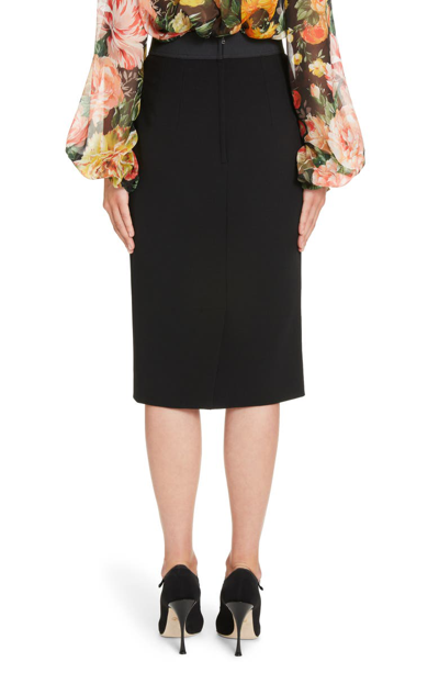 Shop Dolce & Gabbana Stretch Wool Pencil Skirt In Black