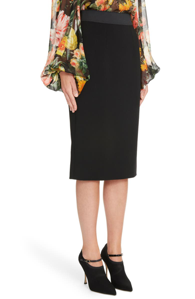 Shop Dolce & Gabbana Stretch Wool Pencil Skirt In Black