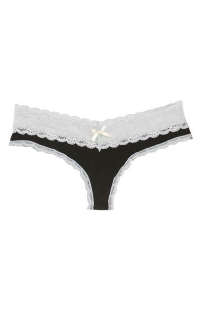 Shop Honeydew Intimates Ahna Thong In Black/ Silver