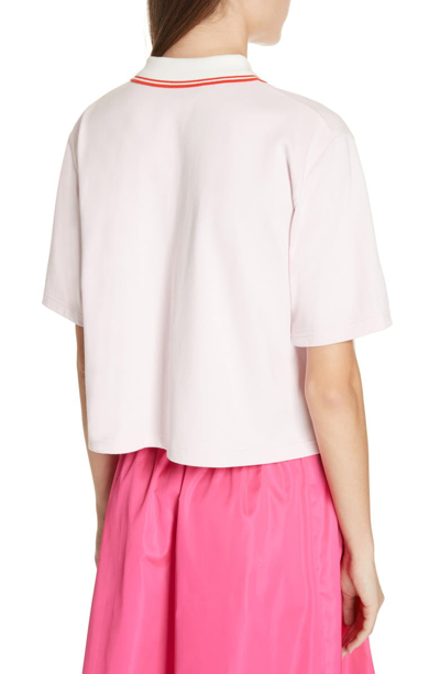 Shop Tory Sport Colorblock Crop Polo In Cotton Pink/ Red