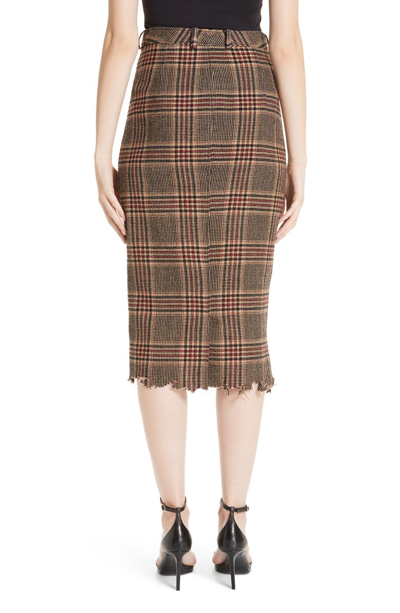 Shop Vetements Distressed Wool Pencil Skirt In Checked