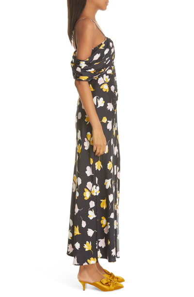 Shop Self-portrait Floral Print Off The Shoulder Maxi Dress In Black