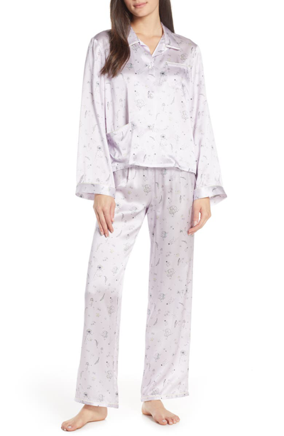 Shop Morgan Lane Ruthie Silk Pajama Top In Lilac
