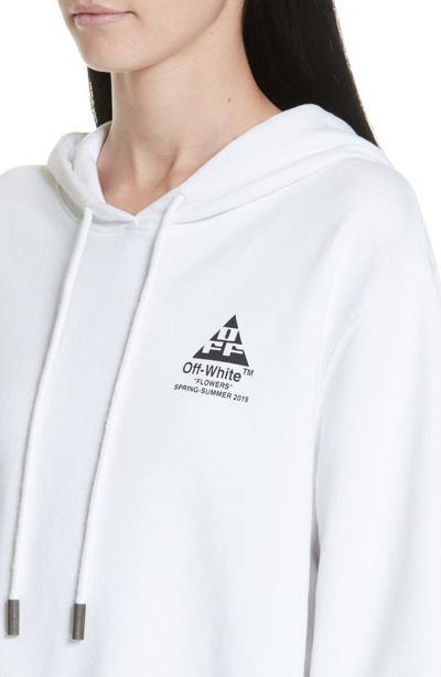 Shop Off-white Cotton Carryover Crop Hoodie In White Black