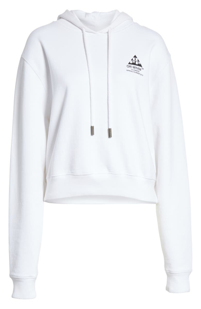 Shop Off-white Cotton Carryover Crop Hoodie In White Black