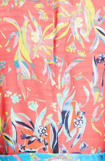 Shop Tanya Taylor Bianka Two-tone Floral Print Silk Minidress In Botanical Floral - Guava