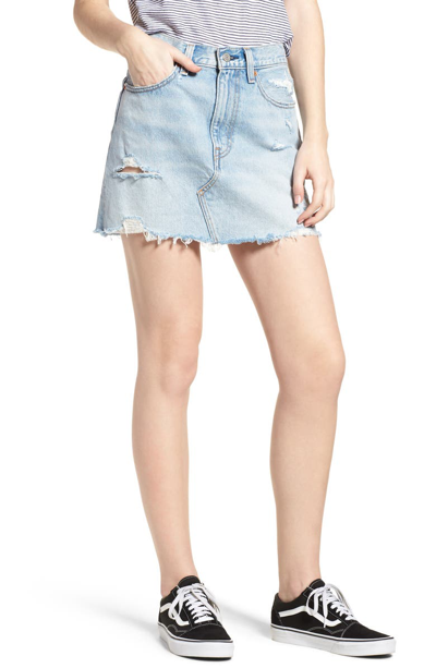 Shop Levi's Deconstructed Denim Skirt In Whats The Damage