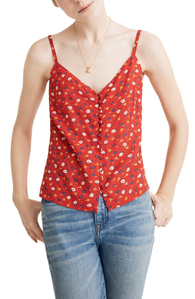 Shop Madewell Floral Button Down Camisole Top In Prairie Floral Enamel Red