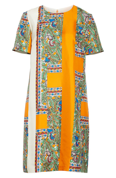 Shop Tory Burch Print Silk Shift Dress In Something Wild Stripe
