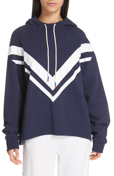 Shop Tory Sport Chevron French Terry Hoodie In Tory Navy