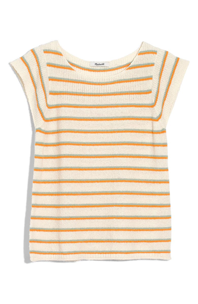 Shop Madewell Marin Smallwood Stripe Sweater Tee In Pearl Ivory