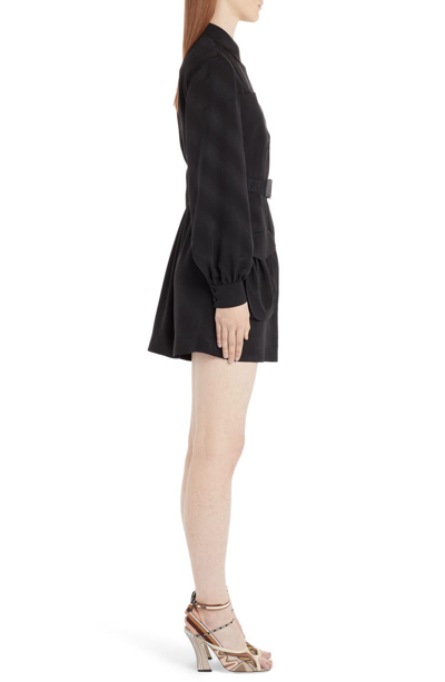 Shop Fendi Belted A-line Shirtdress In Black