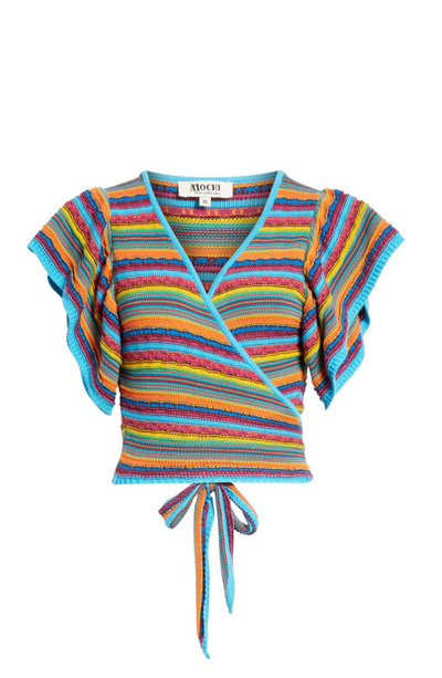 Shop All Things Mochi Lana Stripe Wrap Top In Multi