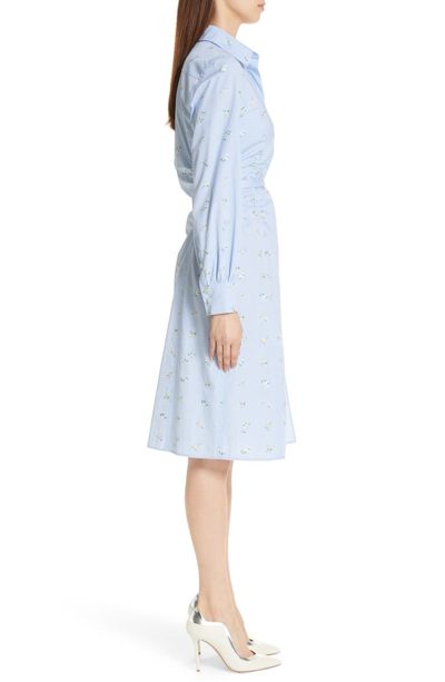 Shop Altuzarra Floral & Gingham Poplin Shirtdress In Hyacinth