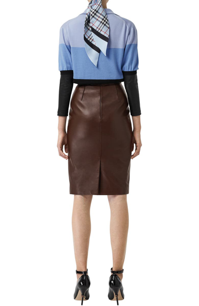 Shop Burberry High Waist Tailored Leather Pencil Skirt In Mahogany