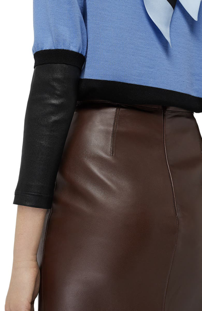 Shop Burberry High Waist Tailored Leather Pencil Skirt In Mahogany