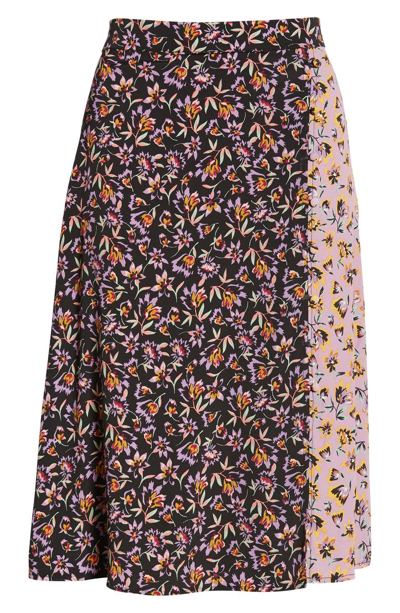 Shop Band Of Gypsies New Orleans Mixed Floral Print Skirt In Black/ Lavender