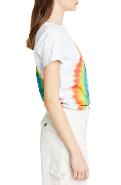 Shop Alice And Olivia Shira Roll Sleeve Tee In Rainbow Tie Dye