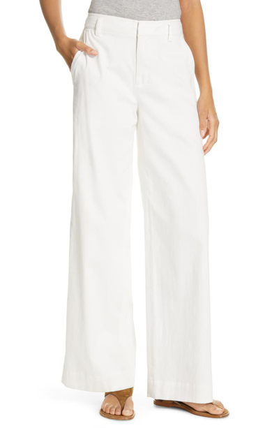 Shop Vince Stretch Cotton & Linen Wide Leg Trousers In Off White
