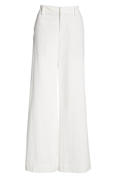 Shop Vince Stretch Cotton & Linen Wide Leg Trousers In Off White