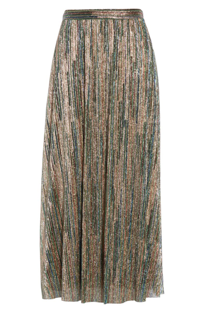 Shop Ba&sh Suzon Metallic Midi Skirt In Vert