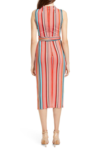 Shop Alice And Olivia Delora Stripe Tie Waist Dress In Sport Stripe Multi