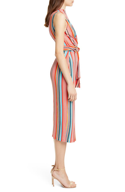 Shop Alice And Olivia Delora Stripe Tie Waist Dress In Sport Stripe Multi
