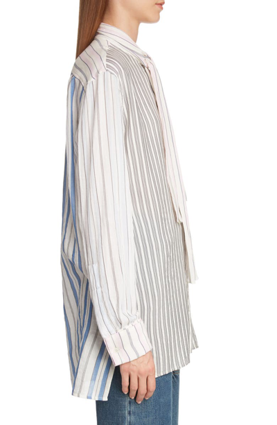 Shop Jw Anderson Pajama Stripe Tie Neck Blouse In Ivory