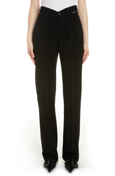 Shop Balenciaga Dip Waist Trousers In 1000-black