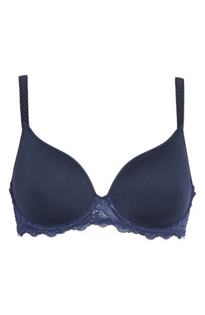 Shop Simone Perele 'caresse' Underwire Plunge Bra In Indigo