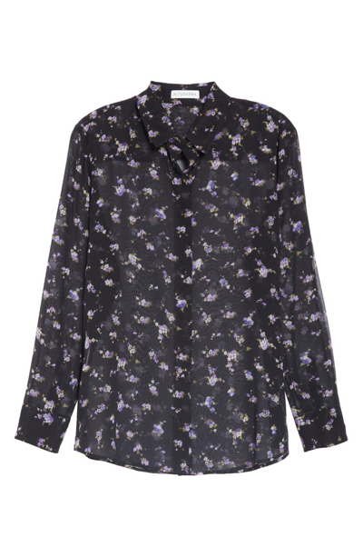 Shop Altuzarra Floral Print Sheer Silk Blouse In Black