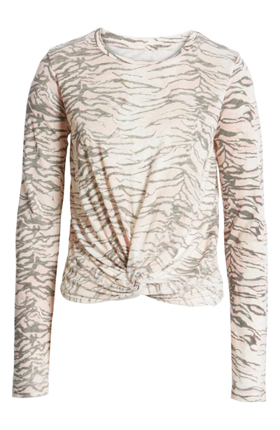 Shop Allsaints Tygers Knot Front Cotton Blend Top In Pale Pink
