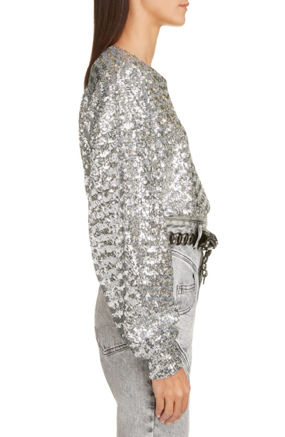 Shop Isabel Marant Sequin Top In Silver