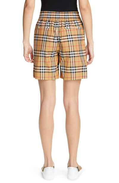 Shop Burberry Dovemoor Check Shorts In Antique Yel Ip Chk