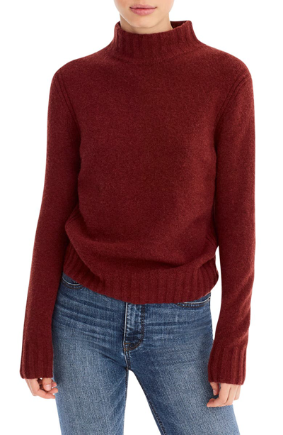 Shop Jcrew Mock Neck Sweater In Mahogany