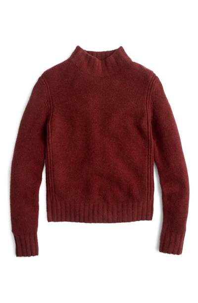 Shop Jcrew Mock Neck Sweater In Mahogany