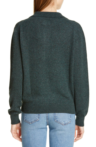 Shop Khaite Jo Stretch Cashmere Polo Sweater In Forest Green