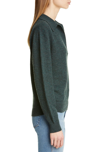 Shop Khaite Jo Stretch Cashmere Polo Sweater In Forest Green